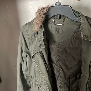 XL sage green zip up jacket with hood